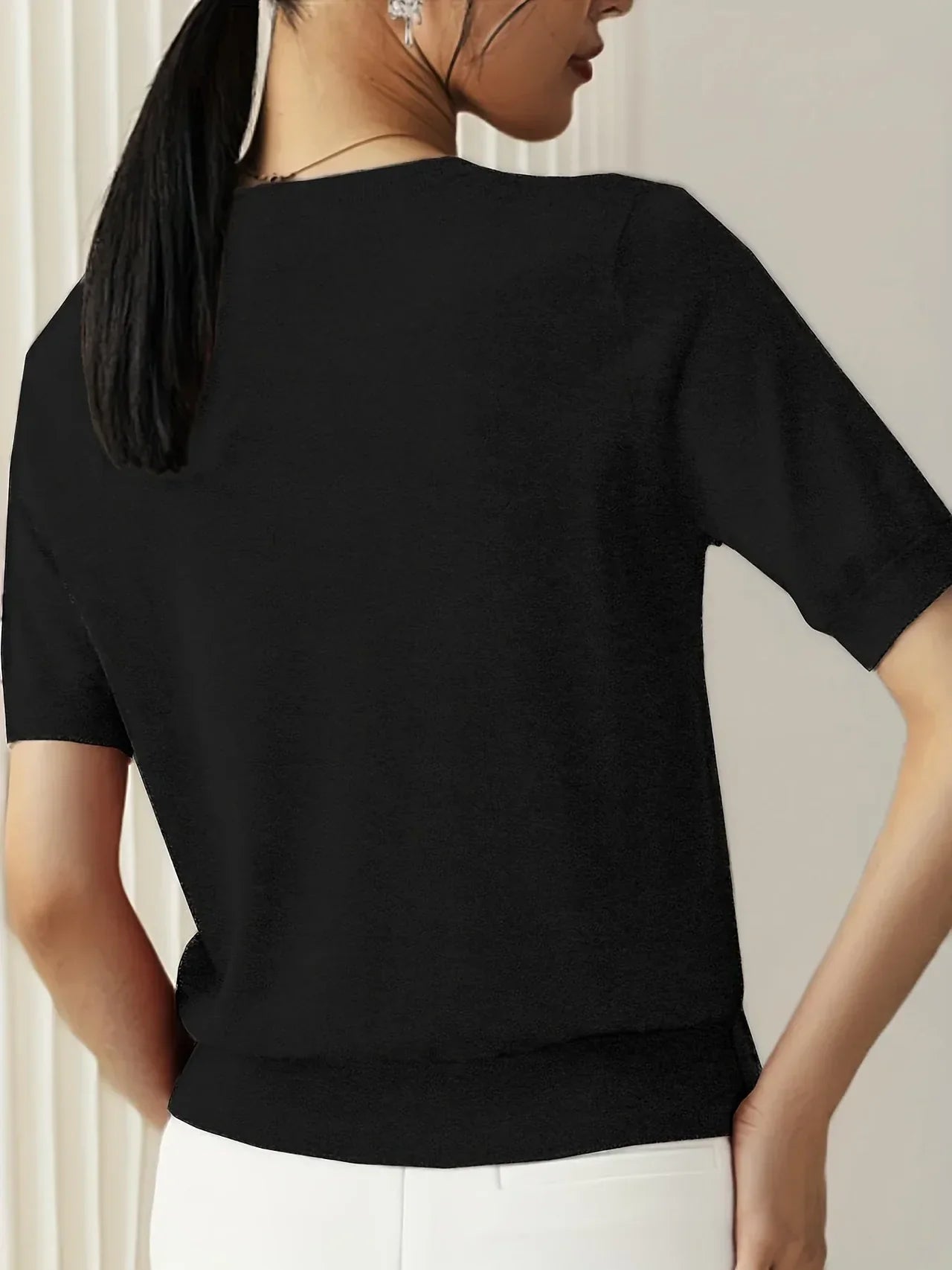 Knitted Short Sleeve Top for Women