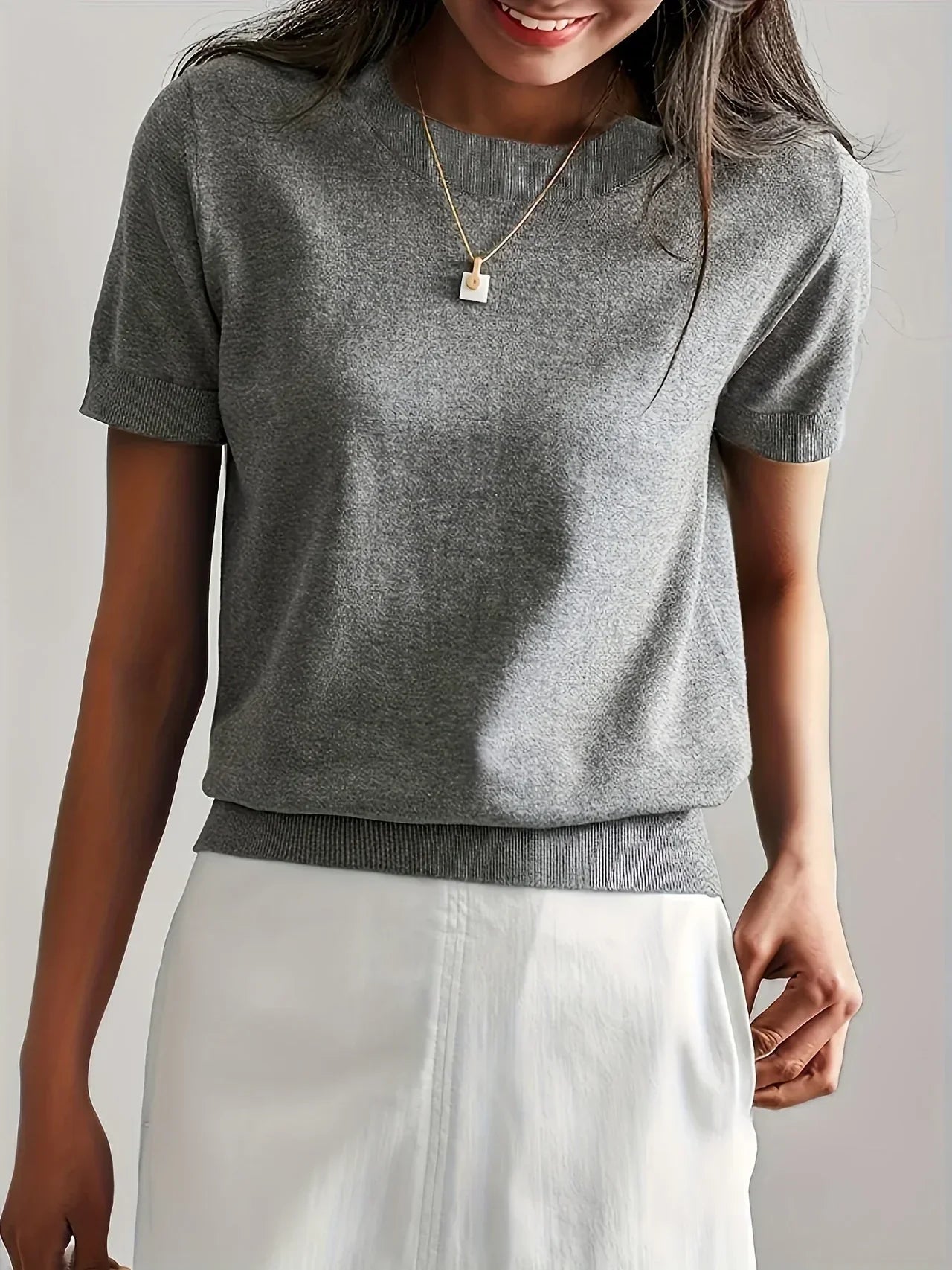 Knitted Short Sleeve Top for Women