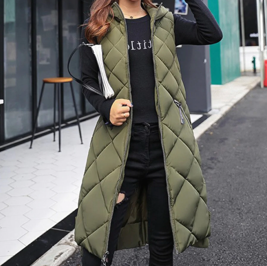 Padded Sleeveless Women's Bodywarmer with Hood