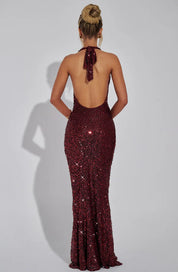 Women's Glitter Sequin Open Back Maxi Gala Dress
