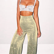 Elegant Glitter Party Pants for Women with Flared Legs