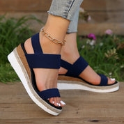 Women's Wedge Sandals with Elastic Straps