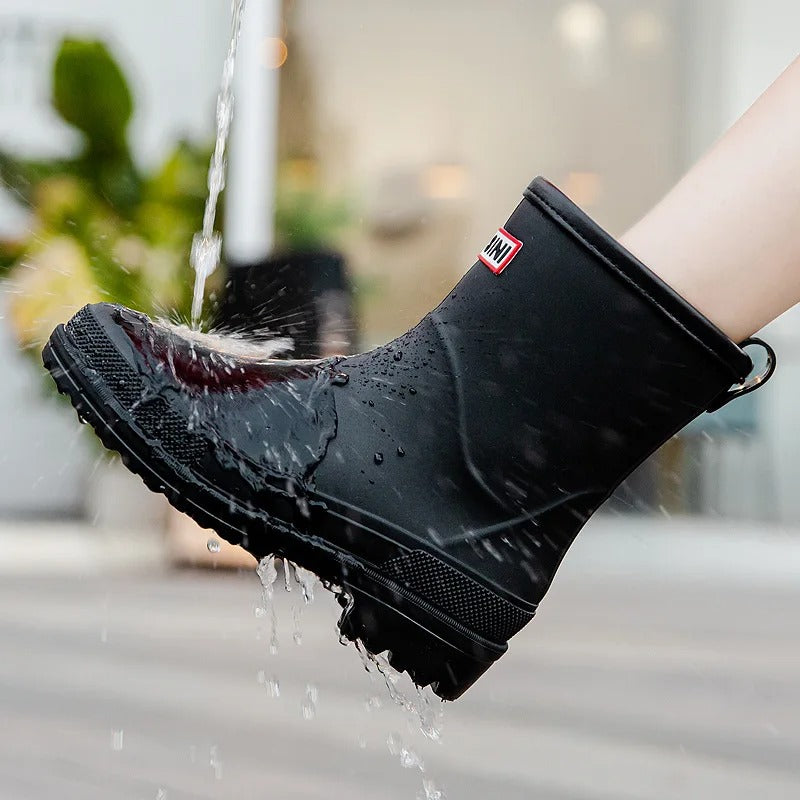 Trendy Waterproof Mid-Calf Rain Boots With Non-Slip Sole For Women