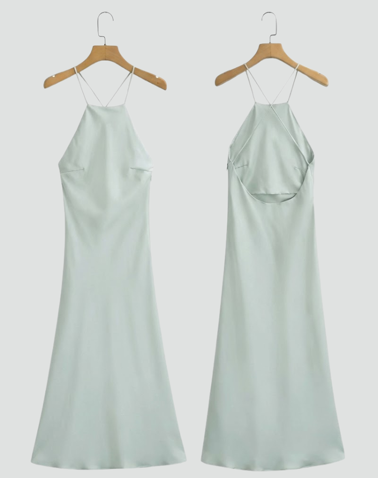 Anna - Elegant Sleeveless Women's Maxi Dress with Open Back Design