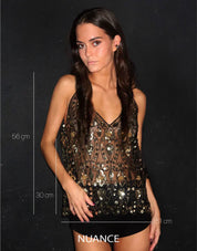 Lois - Transparent Sleeveless Top with Sequins