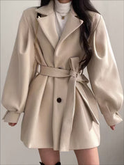 Elegant Short Trench Coat with Belt for Women