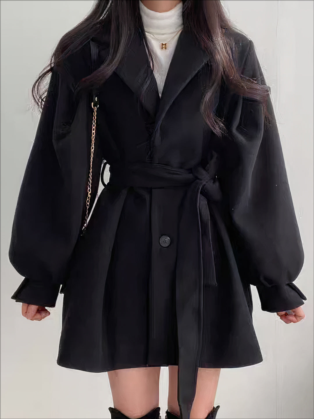 Elegant Short Trench Coat with Belt for Women