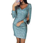 Festive Sequin Mini Dress with Long Sleeves for Women