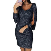 Festive Sequin Mini Dress with Long Sleeves for Women