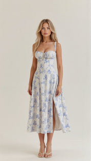 Jessy - Corset midi dress with side slit