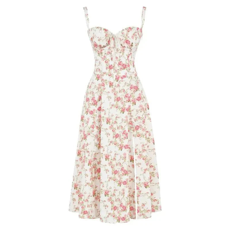 Jessy - Corset midi dress with side slit