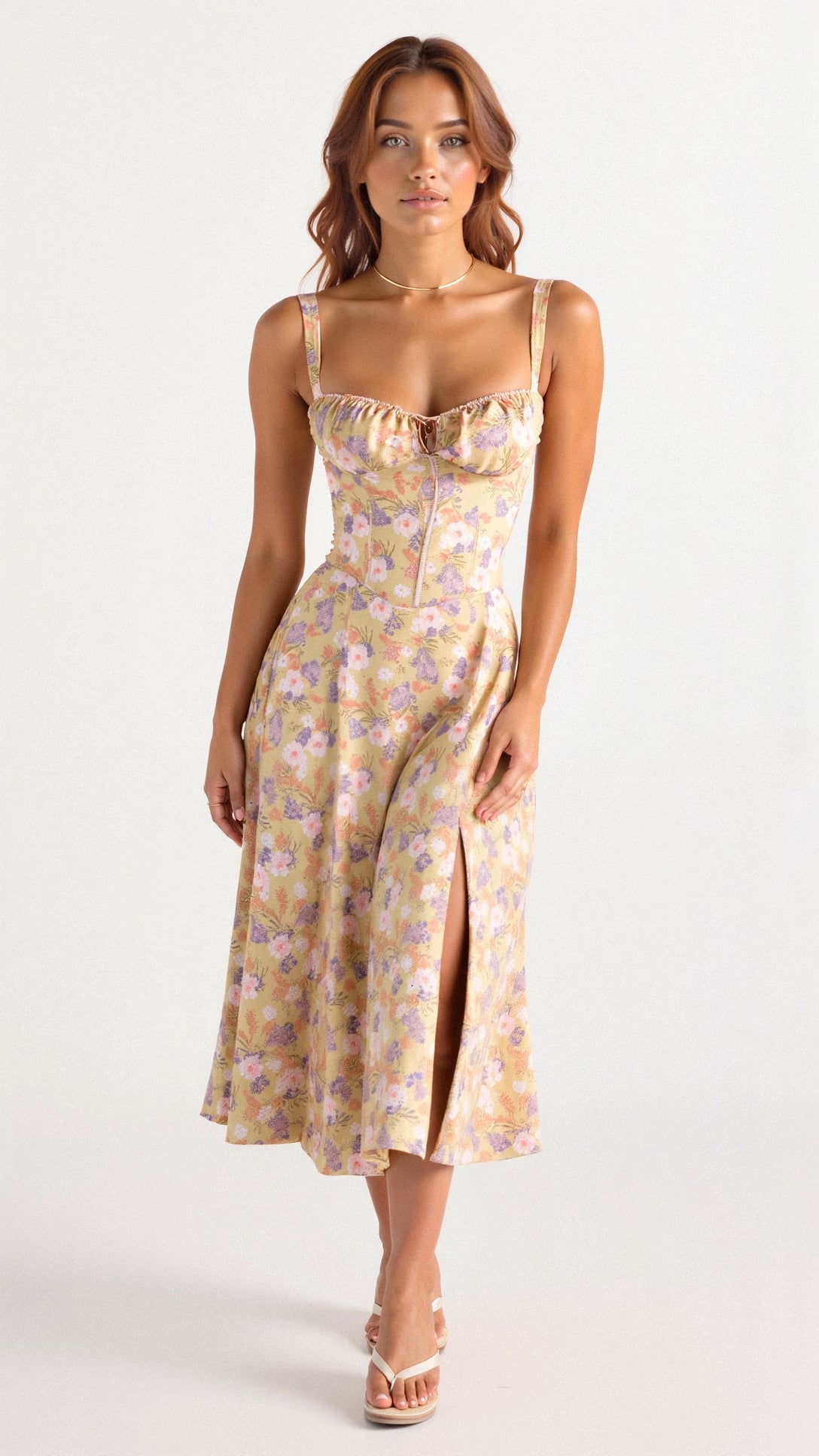 Jessy - Corset midi dress with side slit