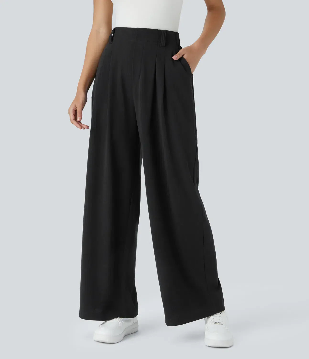 High Waist Pants for Women with Elastic Waist and Wide Legs