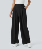 High Waist Pants for Women with Elastic Waist and Wide Legs