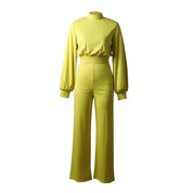 Chic Women's Jumpsuit with Puff Sleeves and Wide Legs