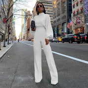 Chic Women's Jumpsuit with Puff Sleeves and Wide Legs