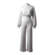 Chic Women's Jumpsuit with Puff Sleeves and Wide Legs