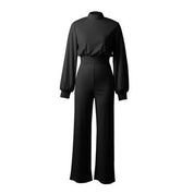 Chic Women's Jumpsuit with Puff Sleeves and Wide Legs