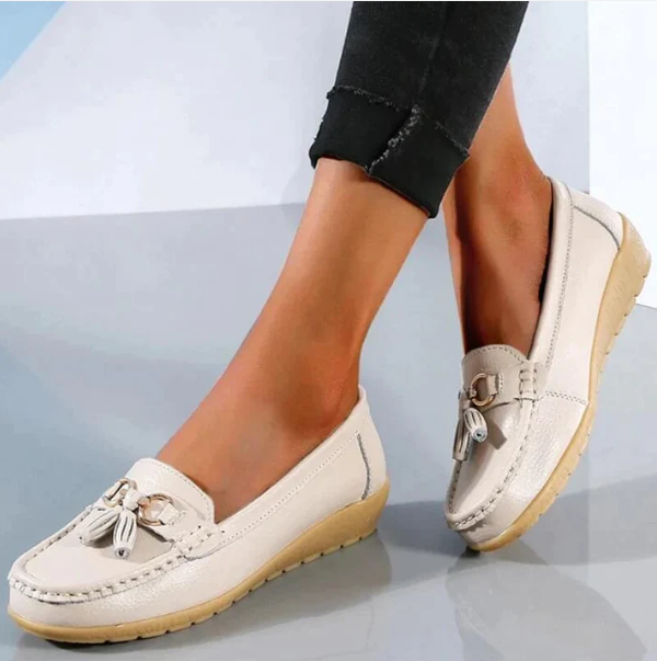 Comfort Slip-Ons with Tassel Detail and Low Wedge Heel