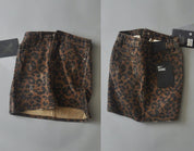 Tough Mini Skirt with Leopard Print and Denim Look
