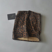 Tough Mini Skirt with Leopard Print and Denim Look