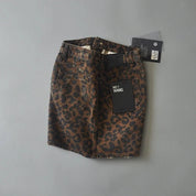 Tough Mini Skirt with Leopard Print and Denim Look