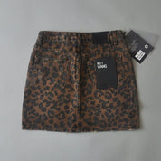 Tough Mini Skirt with Leopard Print and Denim Look