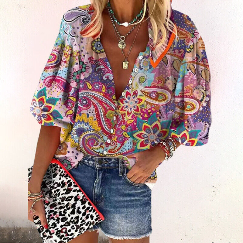 Ayla - Boho Floral Blouse for Women