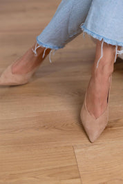 Elegant Women's Nude Slingback Pumps with Pointed Toe and Heel