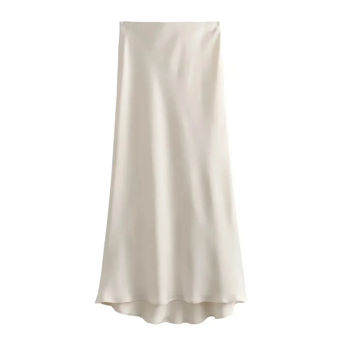 Elegant Women's Satin Midi Skirt with Flowing Fit
