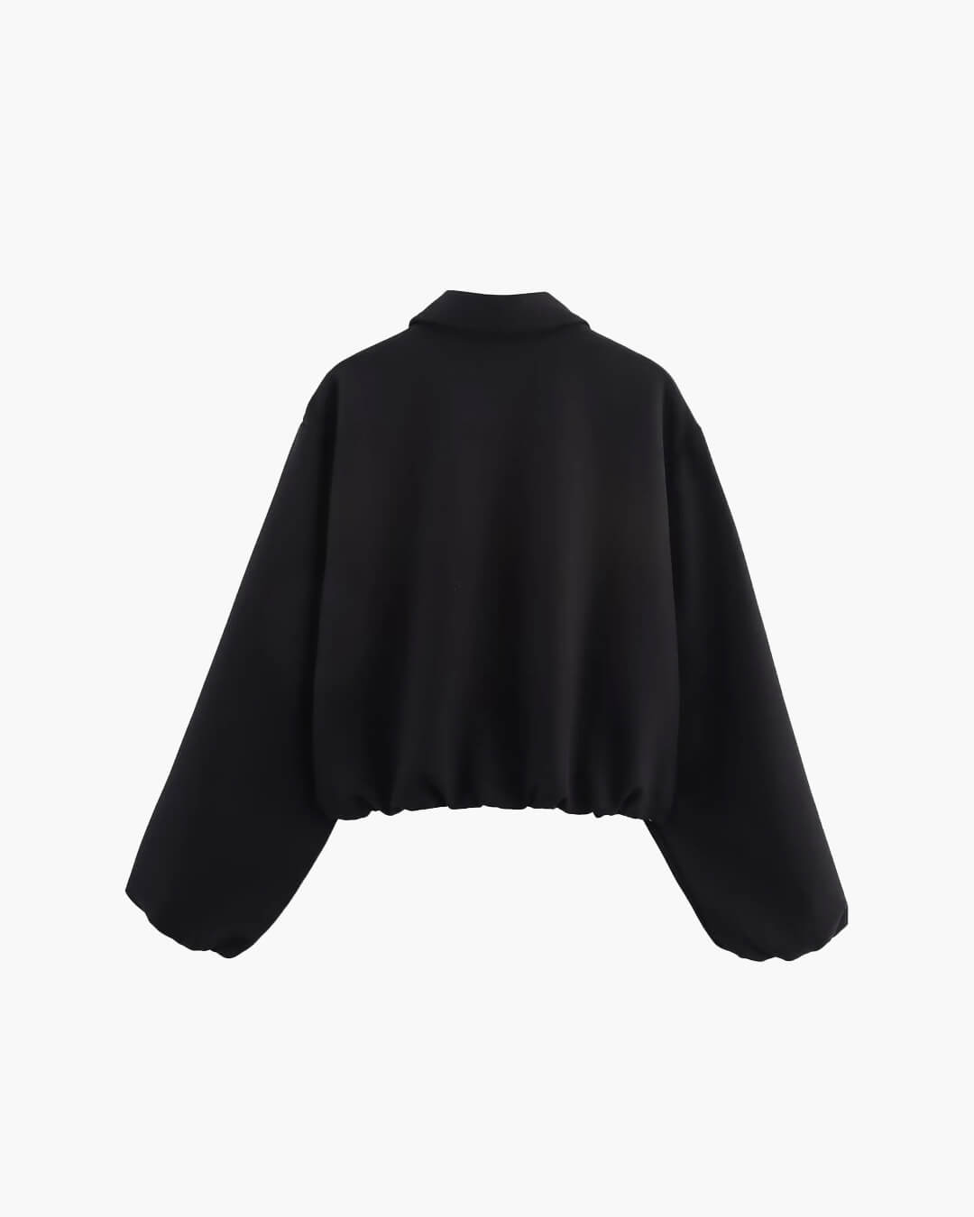 Short Women's Bomber Jacket with Zipper and Elastic Hem