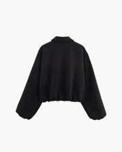 Short Women's Bomber Jacket with Zipper and Elastic Hem