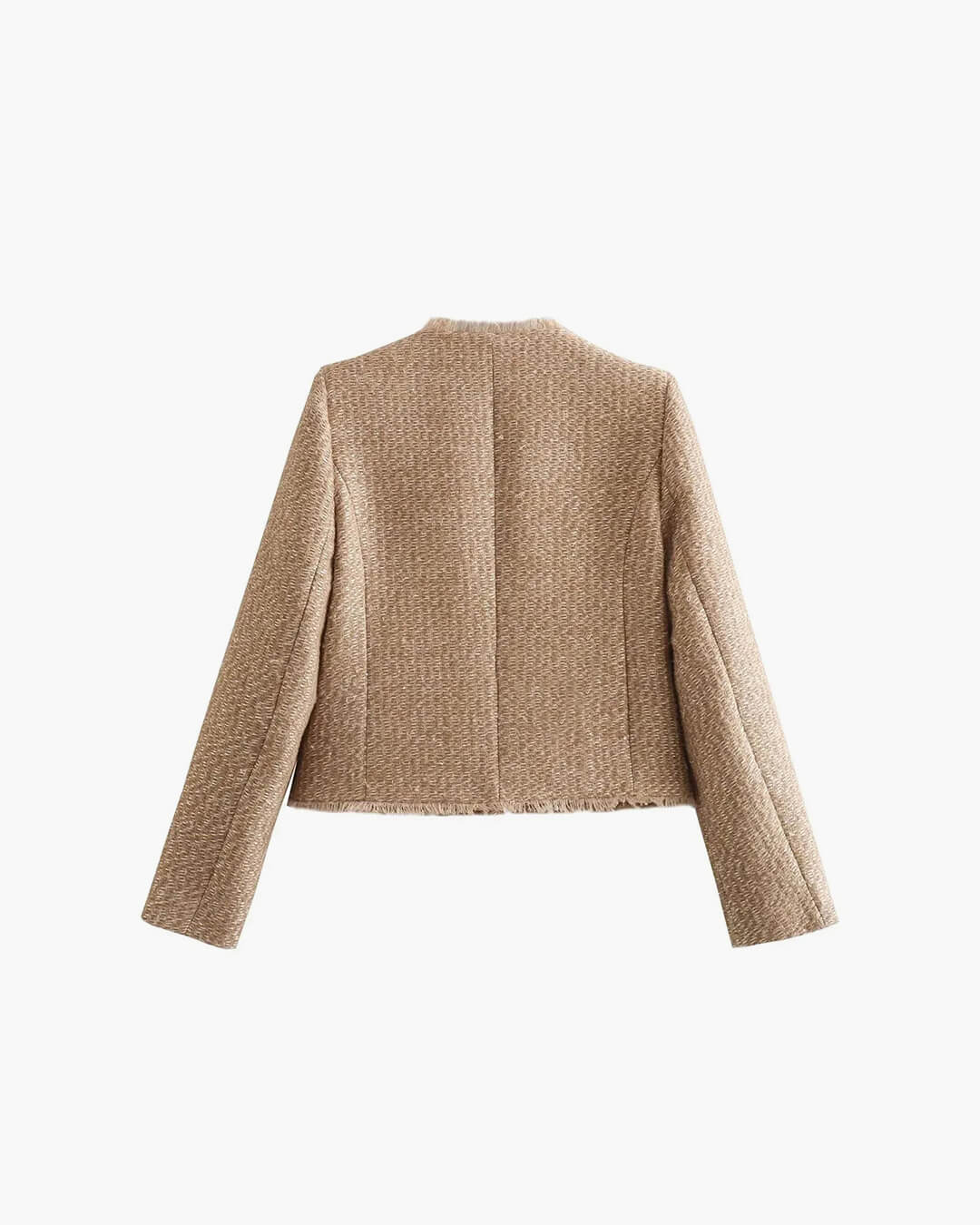 Elegant Tweed Blazer for Women with Pockets and Gold Buttons
