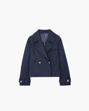 Blue Elegant Blazer for Women Short Style with Gold Buttons and Pockets