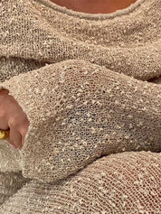 Off-Shoulder Maxi Dress with Long Sleeves Knitted