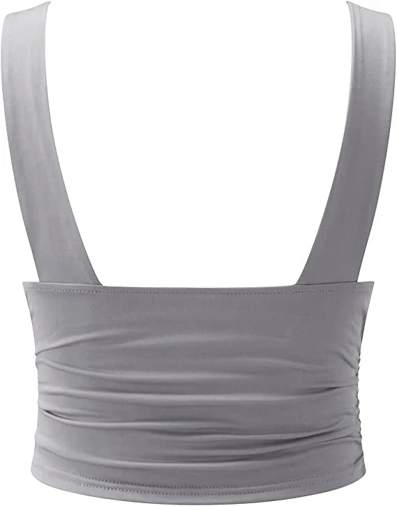 Women's Cropped Top with Deep V Neck and Fitted Silhouette