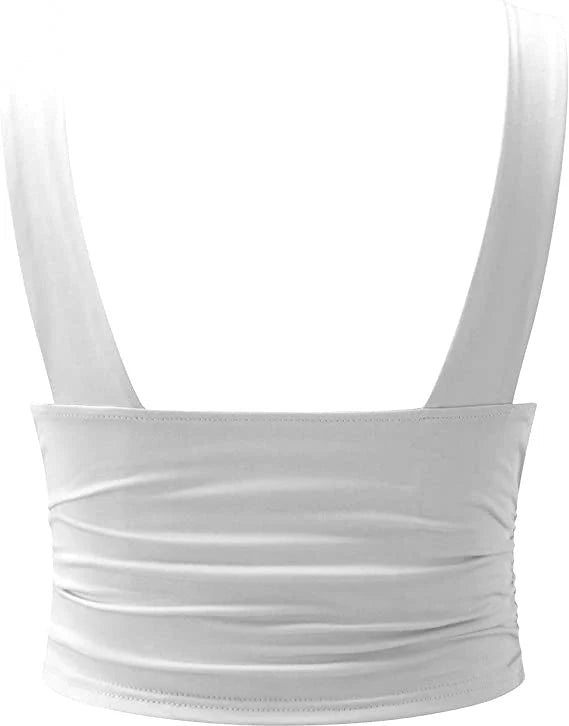 Women's Cropped Top with Deep V Neck and Fitted Silhouette