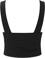 Women's Cropped Top with Deep V Neck and Fitted Silhouette
