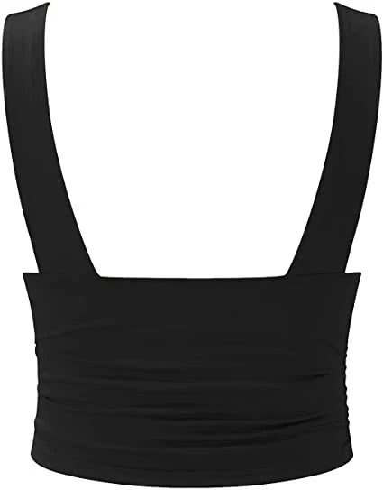 Women's Cropped Top with Deep V Neck and Fitted Silhouette