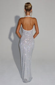 Women's Glitter Sequin Open Back Maxi Gala Dress