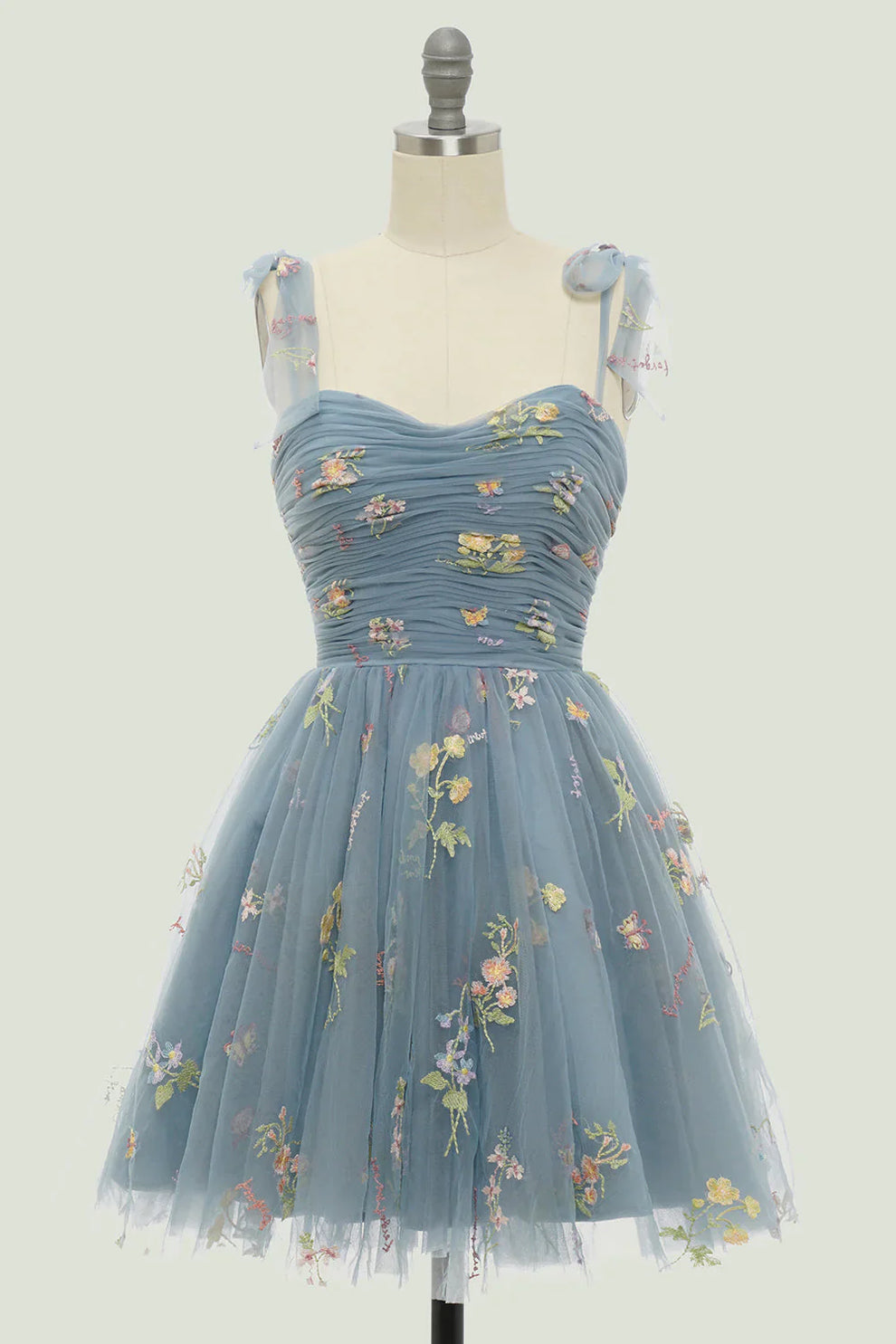 Women's Evening Maxi Dress with Floral Print and Tulle