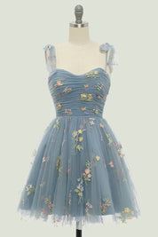 Women's Evening Maxi Dress with Floral Print and Tulle