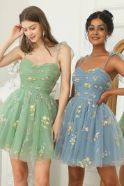 Women's Evening Maxi Dress with Floral Print and Tulle