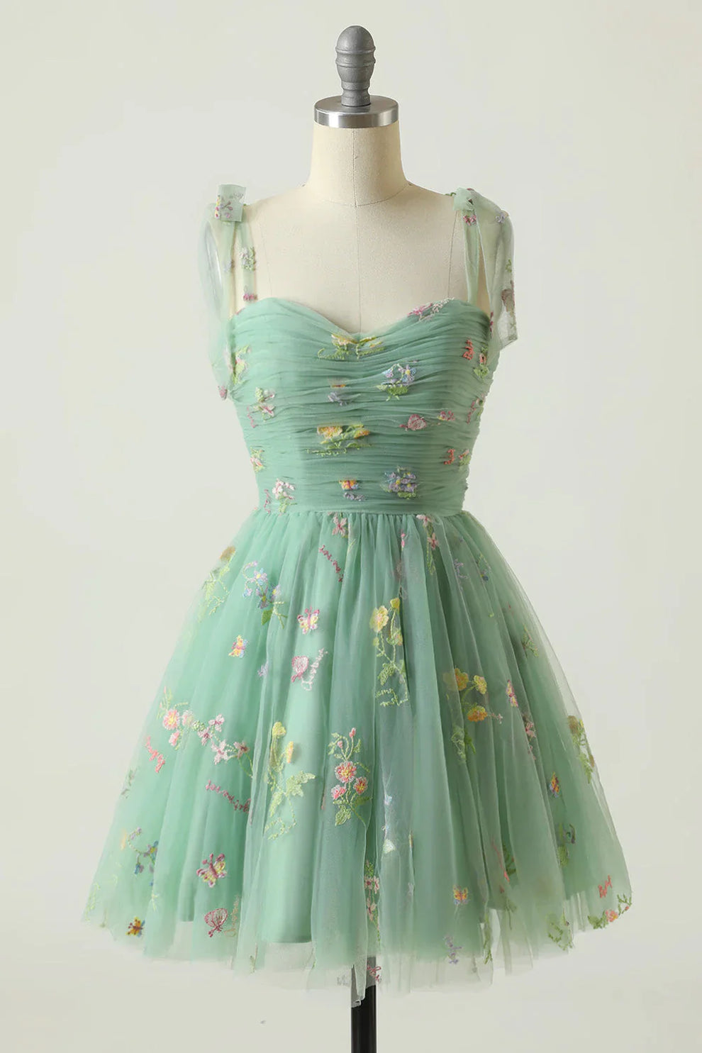 Women's Evening Maxi Dress with Floral Print and Tulle