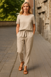 Comfortable Women's Co-ord Set Two-piece Set with Top and Pants