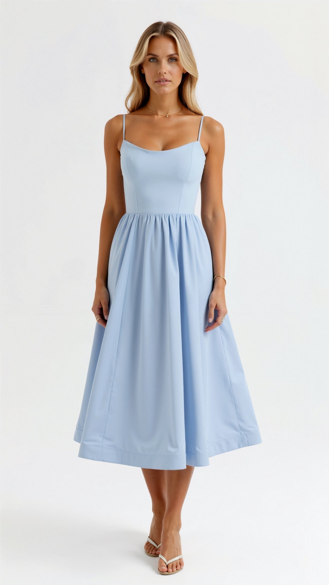 Jolien - Midi dress with spaghetti straps and tailored fit
