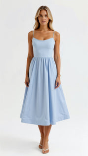 Jolien - Midi dress with spaghetti straps and tailored fit