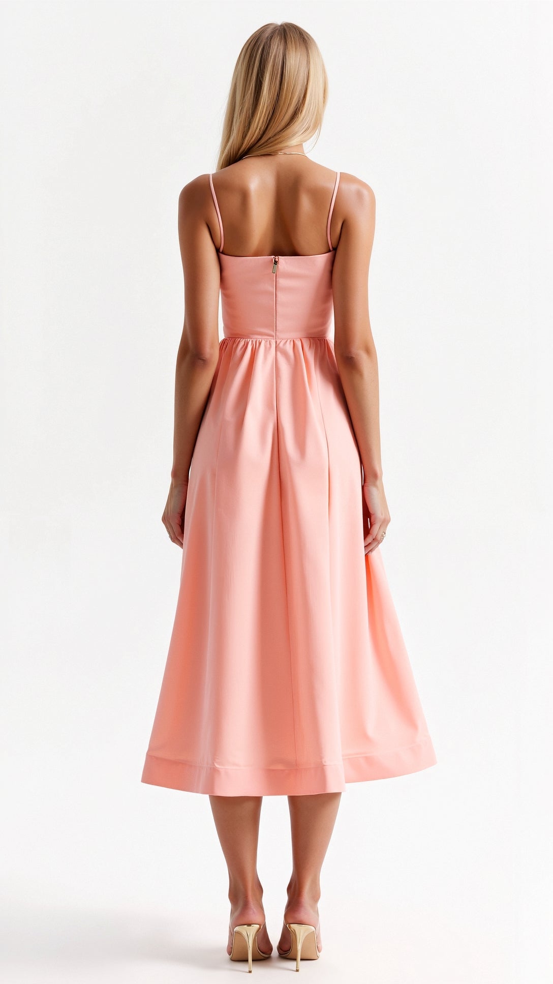 Jolien - Midi dress with spaghetti straps and tailored fit