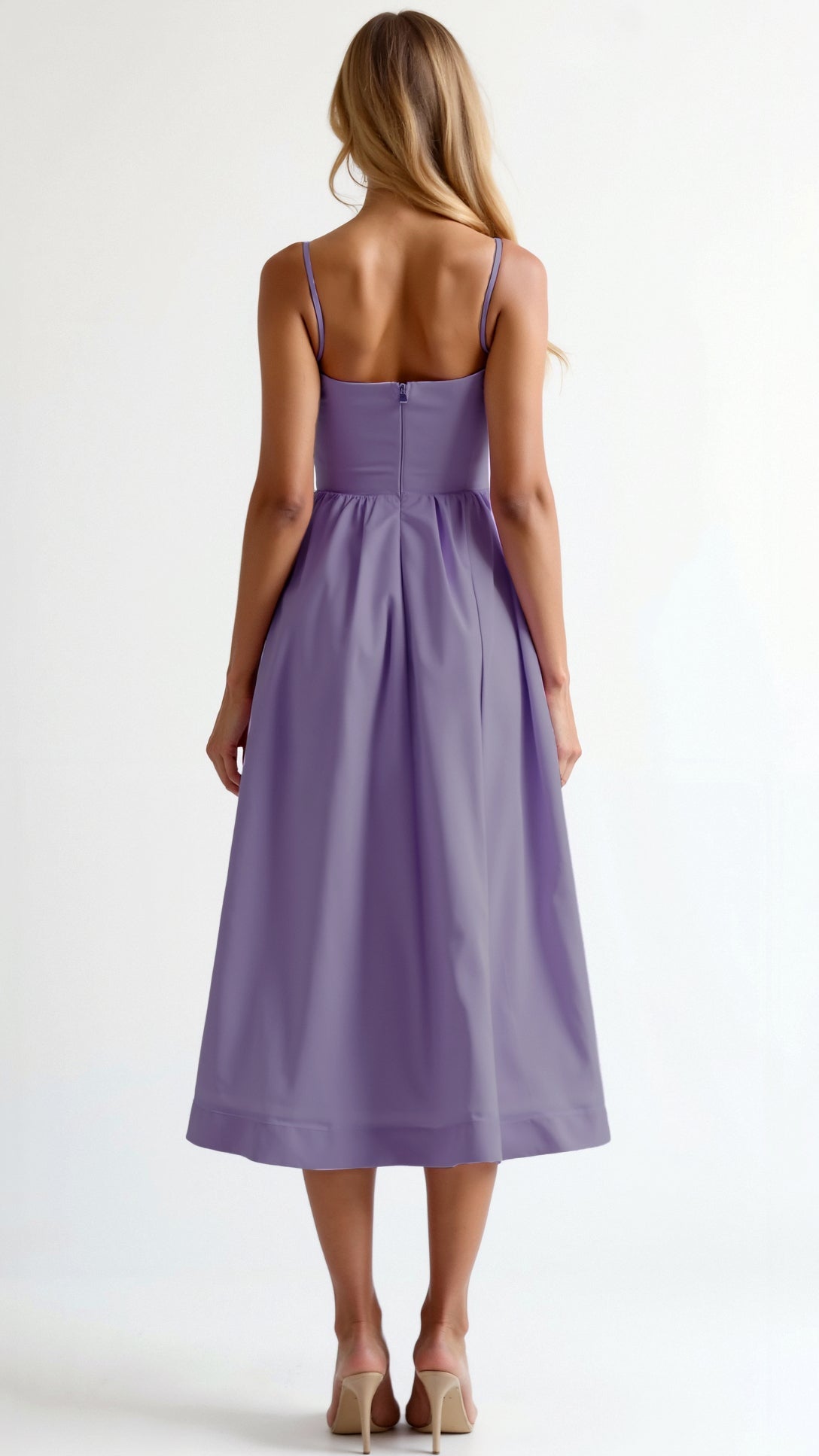 Jolien - Midi dress with spaghetti straps and tailored fit