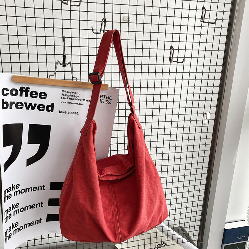 Oversized Women's Canvas Shoulder Bag with Durable Design